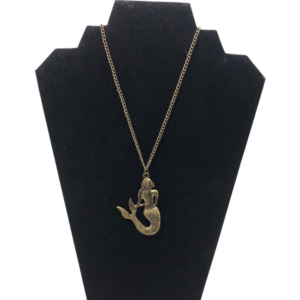 Martine Mail Mermaid Antique Gold Tone Unisex Necklace - Picture 9 of 11